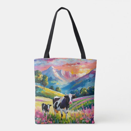 Levendig landelijk landschap met Koeien Tote Bag (Achterkant)