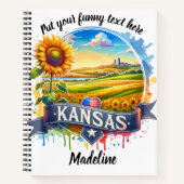 Levendig landschap in Kansas met zonnebloemen bij  Notitieboek (Voorkant)