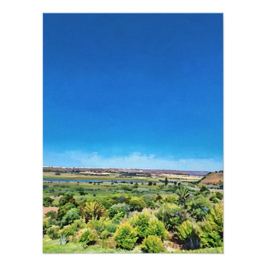 Levendig landschap met rivier onder heldere blauwe foto afdruk (Voorkant)