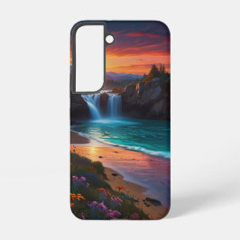 Levendig landschap met waterval telefoonhoesje samsung galaxy hoesje
