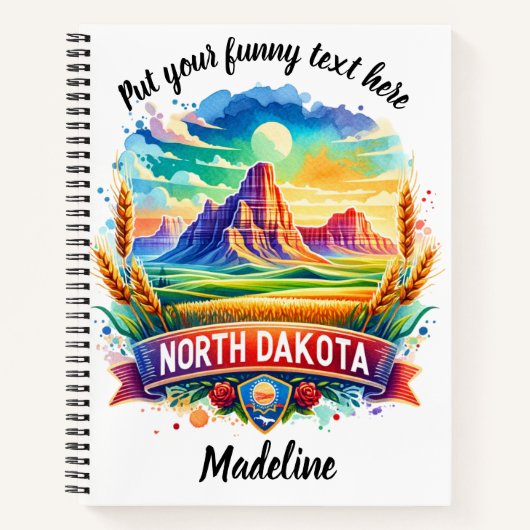 Levendig landschap van North Dakota bij zonsonderg Notitieboek (Voorkant)