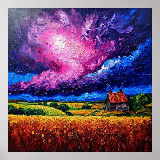 🎨 Levendig landschapsolieverfschilderij voor gewa Poster (Voorkant)