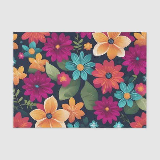 Levendig lente bloemenpatroon tissuepapier (Voorkant)