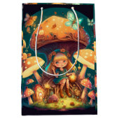 Levendig leuke elves spelen onder paddenstoelen ca medium cadeauzakje (Voorkant)