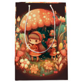 Levendig leuke elves spelen onder paddenstoelen ca medium cadeauzakje (Voorkant)