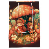 Levendig leuke elves spelen onder paddenstoelen ca medium cadeauzakje (Achterkant)