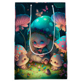 Levendig leuke elves spelen onder paddenstoelen ca medium cadeauzakje (Achterkant)