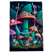 Levendig leuke elves spelen onder paddenstoelen ca medium cadeauzakje (Voorkant)