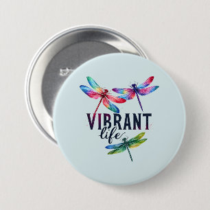 Levendig Leven - Artistieke Dragonfly Ronde Button 7,6 Cm