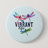 Levendig Leven - Artistieke Dragonfly Ronde Button 7,6 Cm (Voorkant)