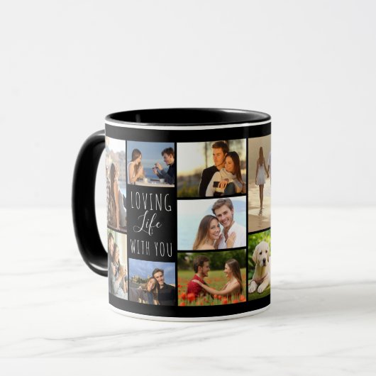 Levendig leven met je 14-foto Collage Black Mok (Voorkant links)