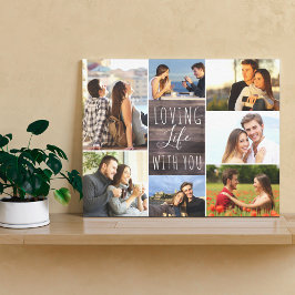 Levendig leven met je 7 Fotocollage - Rustisch hou Canvas Afdruk