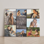 Levendig leven met je 7 Fotocollage - Rustisch hou Imitatie Canvas Print<br><div class="desc">Robuust fotocollage faux canvas dat u met 7 van uw favoriete foto's kunt personaliseren. Dit landschapshout van het houteffect ontwerp wordt geletterd met de woorden "liefhebbend leven met u"in elegant handgeschreven manuscript en skinny doopvonttypografie. Het fotomalplaatje is opstelling klaar voor u om uw afbeeldingen toe te voegen, die met de...</div>