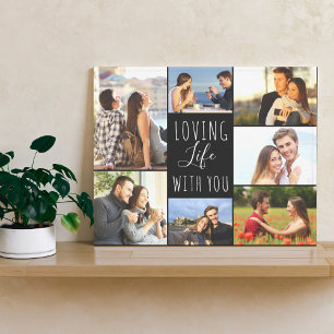 Levendig leven met je 7 fotocollage - zwart canvas afdruk