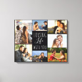 Levendig leven met je 7 fotocollage - zwart canvas afdruk (Voorkant)