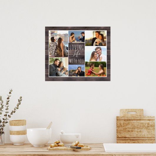 Levendig leven met jou 7 Foto Collage | Rustisch h Poster (Keuken)