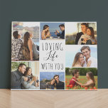 Levendig leven met jou 7 Foto Collage | wit Imitatie Canvas Print<br><div class="desc">Stijlvol fotocollage faux canvas dat u met 7 van uw favoriete foto's kunt personaliseren. Dit zwarte en witte ontwerp wordt geletterd met de woorden "het liefhebben van leven met u"in elegant handgeschreven manuscript en skinny doopvonttypografie. Het fotomalplaatje is opstelling klaar voor u om uw afbeeldingen toe te voegen, die met...</div>