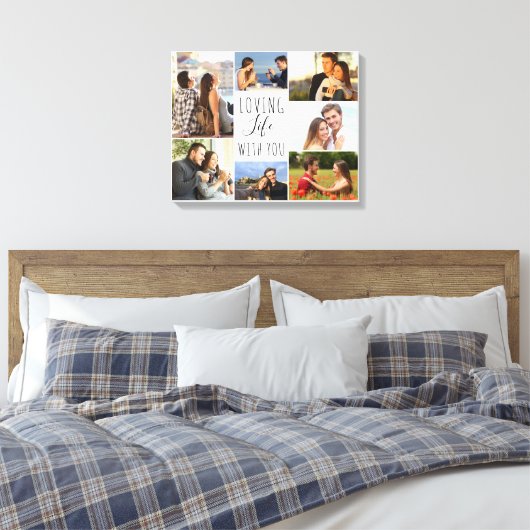 Levendig leven met jou 7 Fotocollage - Wit Canvas Afdruk (Insitu (Slaapkamer))