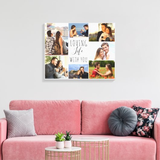 Levendig leven met jou 7 Fotocollage - Wit Canvas Afdruk (Insitu (Woonkamer))