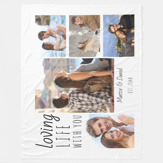 Levendig leven met You 5 Photo Collage White Fleece Deken (Voorkant)