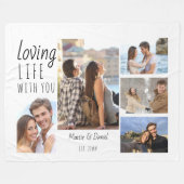 Levendig leven met You 5 Photo Collage White Fleece Deken (Voorkant (Horizontaal))