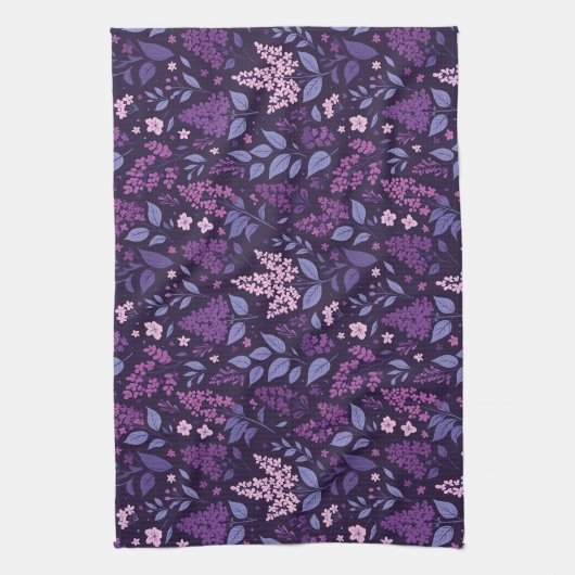 Levendig Lila bloemmotief Theedoek (Verticaal)