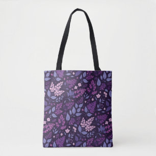 Levendig Lila bloemmotief Tote Bag