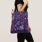 Levendig Lila bloemmotief Tote Bag (Dichtbij)