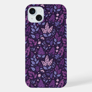 Levendig lila bloempatroon iPhone 15 plus case