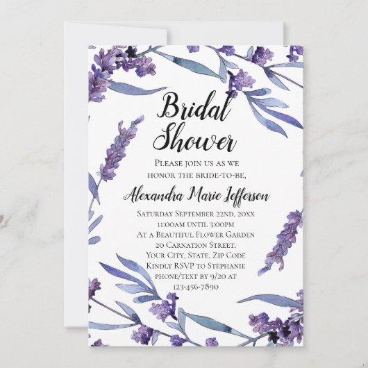 Levendig Lila Waterverf Vrijgezellenfeest Kaart (Voorkant)