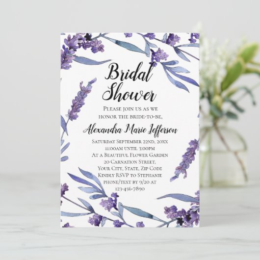 Levendig Lila Waterverf Vrijgezellenfeest Kaart (Staand voorkant)