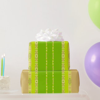 Levendig Lime Groen & Goud Afrikaanse Strepen Cadeaupapier
