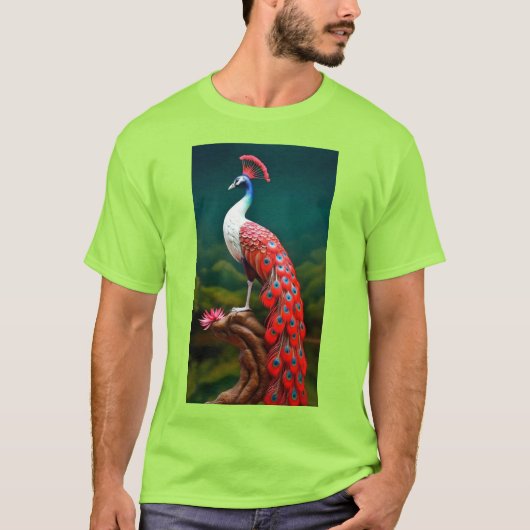 "Levendig Limoen Peacock Graphic T-shirt – Embrace (Voorkant)