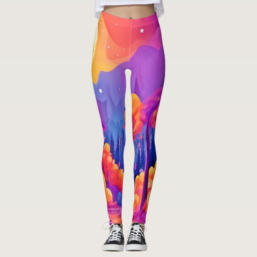 Levendig maanverlicht bos leggings (Voorkant)