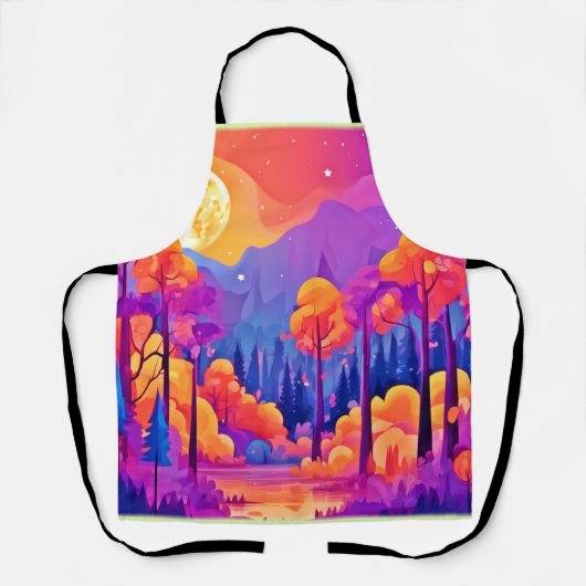 Levendig maanverlicht bos schort (Voorkant)