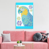 Levendig Macaw Bird Floral Pattern Design Canvas Afdruk (Insitu (Woonkamer))
