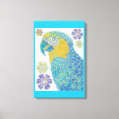 Levendig Macaw Bird Floral Pattern Design Canvas Afdruk (Voorkant)