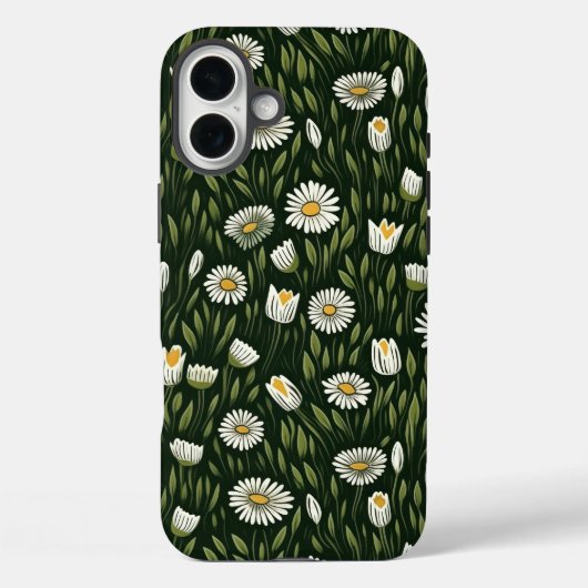 Levendig madeliefjespatroon met weelderige groene  Case-Mate iPhone case (Achterkant)