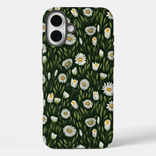 Levendig madeliefjespatroon met weelderige groene iPhone 16 plus hoesje