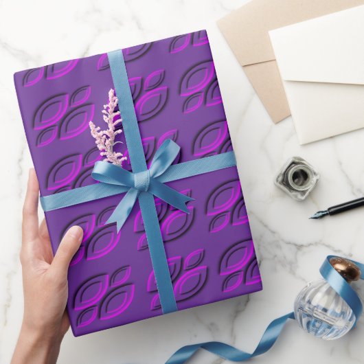 Levendig magenta bladpatroon cadeaupapier (Geschenken)