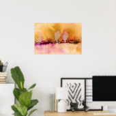 Levendig Magenta Bruin Abstract landschap met bome Poster (Thuiskantoor)