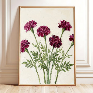 Levendig Magenta Flamingobloem Minimalistische Wan Poster