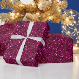 Levendig Magenta Glans Roze Glitter Patroon Cadeaupapier