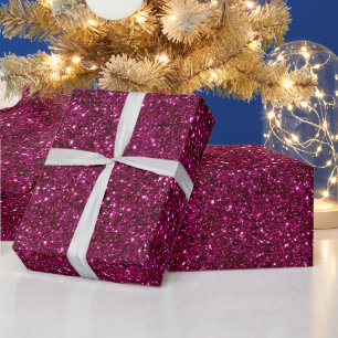 Levendig Magenta Glans Roze Glitter Patroon Cadeaupapier