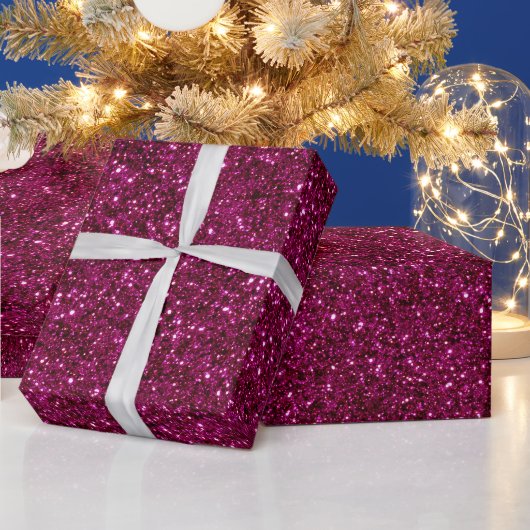 Levendig Magenta Glans Roze Glitter Patroon Cadeaupapier (Feestdagen)