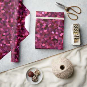 Levendig Magenta Glans Roze Glitter Patroon Cadeaupapier