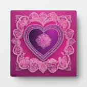 Levendig Magenta Kant Hart Vierkant AI-kunst  Fotoplaat (Voorkant)
