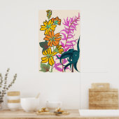 Levendig Magenta & Oranje Art Deco Bloem Kunst Poster (Keuken)
