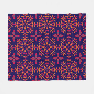 Levendig Magenta & Oranje Geometrisch Mandala Fleece Deken