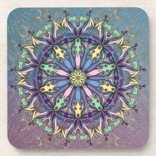 Levendig Mandala Hard Plastic Onderzetter (Voorkant)